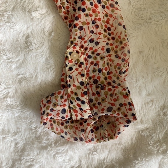 Kina sheer blouse polka dot cream red navy career - Picture 9 of 16